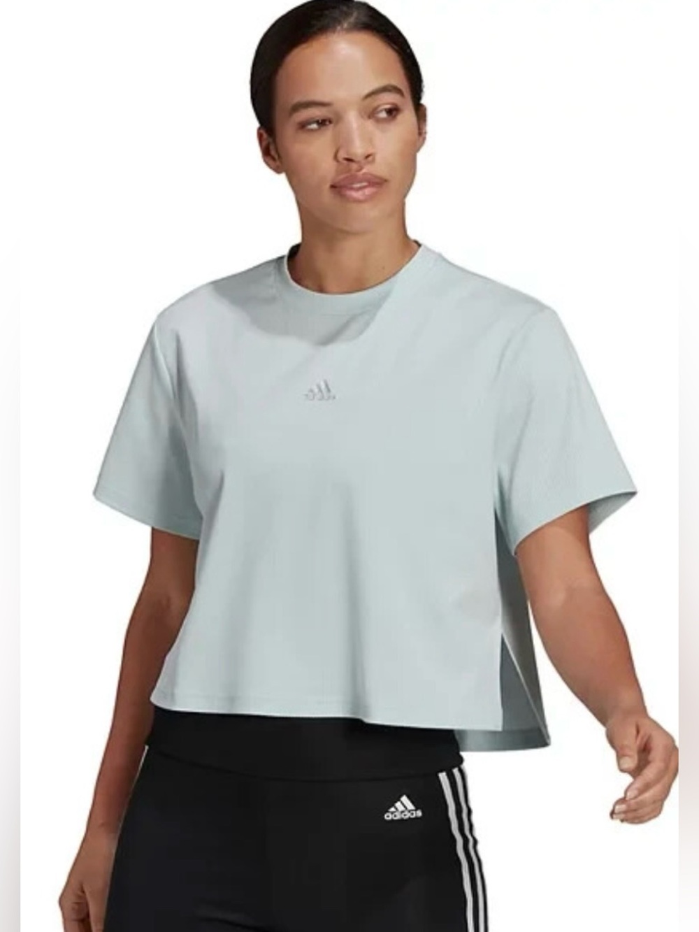 🛍️Adidas Small Women’s Pale Blue Boxy Crop Tee